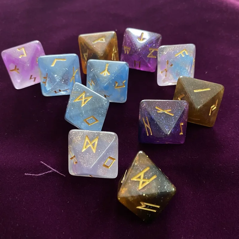 

3 Pcs 8-Sided Rune Dice set Resin Assorted Polyhedral Dices Set Divination Altar Runes Supplies For Witch Witchcraft Dices