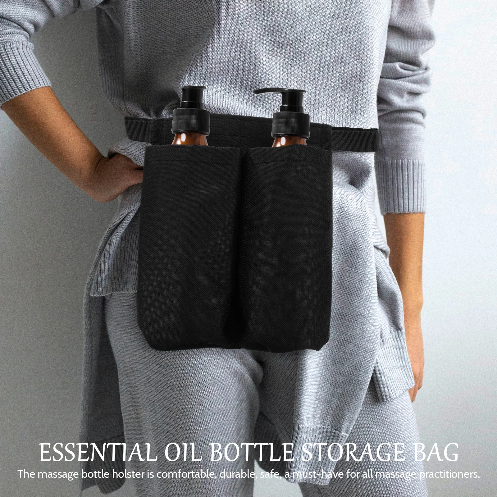 

2Pcs Premium Massage Oil Lotion Bottle Bag Adjustable Essential Oil Holder Double Massage Waist Pouch
