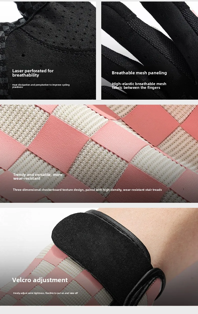 Retro Schachbrettmuster Motorradhandschuhe Touchscreen-fähig SBR Stoßdämpfer Atmungsaktiv Rutschfest Biker-Handschuhe für Männer und Frauen – Detail 14