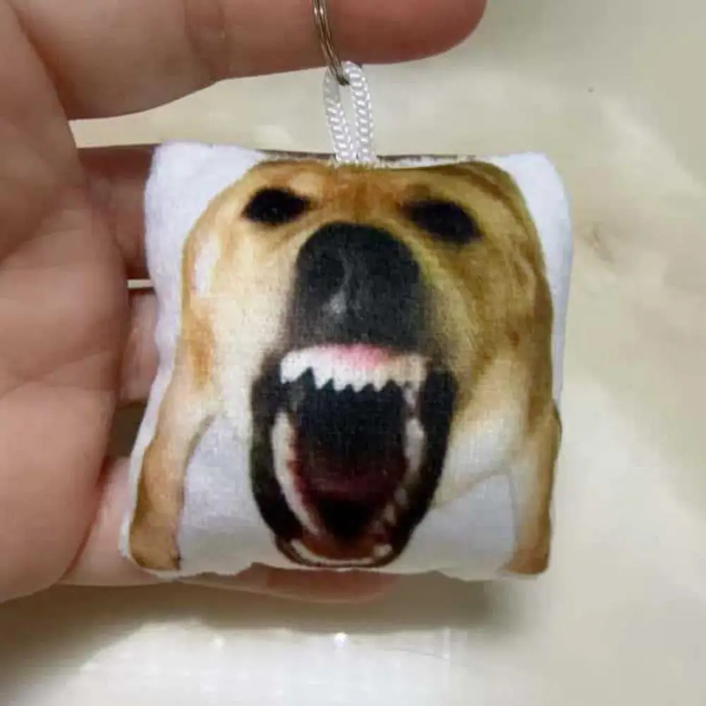 Funny Screaming Dog Plush Keychain Squeeze Sound Making Toy Cute Dog Bag Pendant Stress Relief Decor Key Ring Gift Llavero 키홀더
