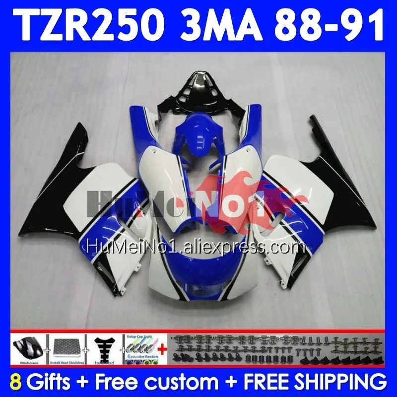 Kit For YAMAHA TZR-250 3MA TZR250 YPVS RS TZR 250 88 89 90 91 375No.97 TZR250R TZR250RR 1988 1989 1990 1991 Blue white Fairing