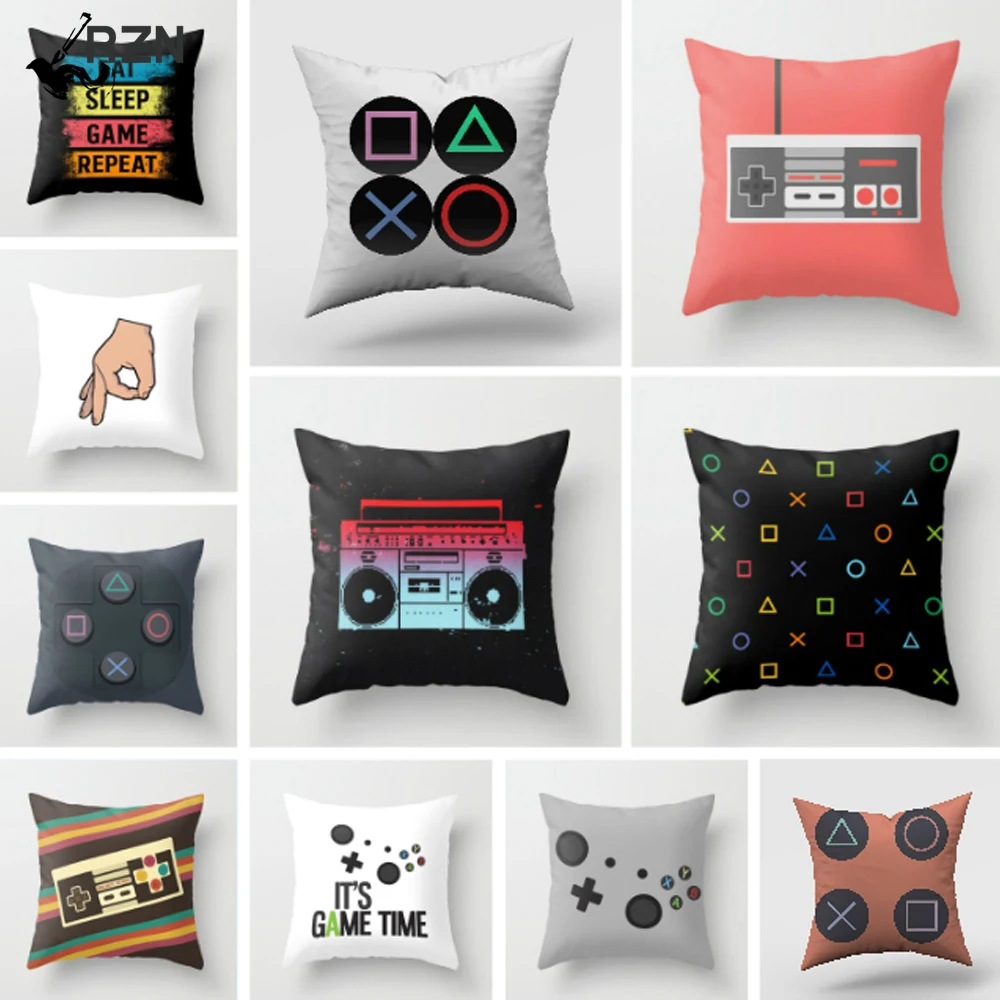 Video Game Pillow Cases Funny Gamepad Pillowcase Sofa Bed Chairs Throw Pillows Covers Boy Man Fan Gift 45X45 CM Home Decor