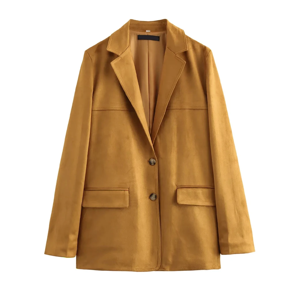 TWOTWINSTYLE Solid Patchwork Button Loose Coat For Women Lapel Long Sleeve Minimalist Temperament Coats Female Fashion Style New