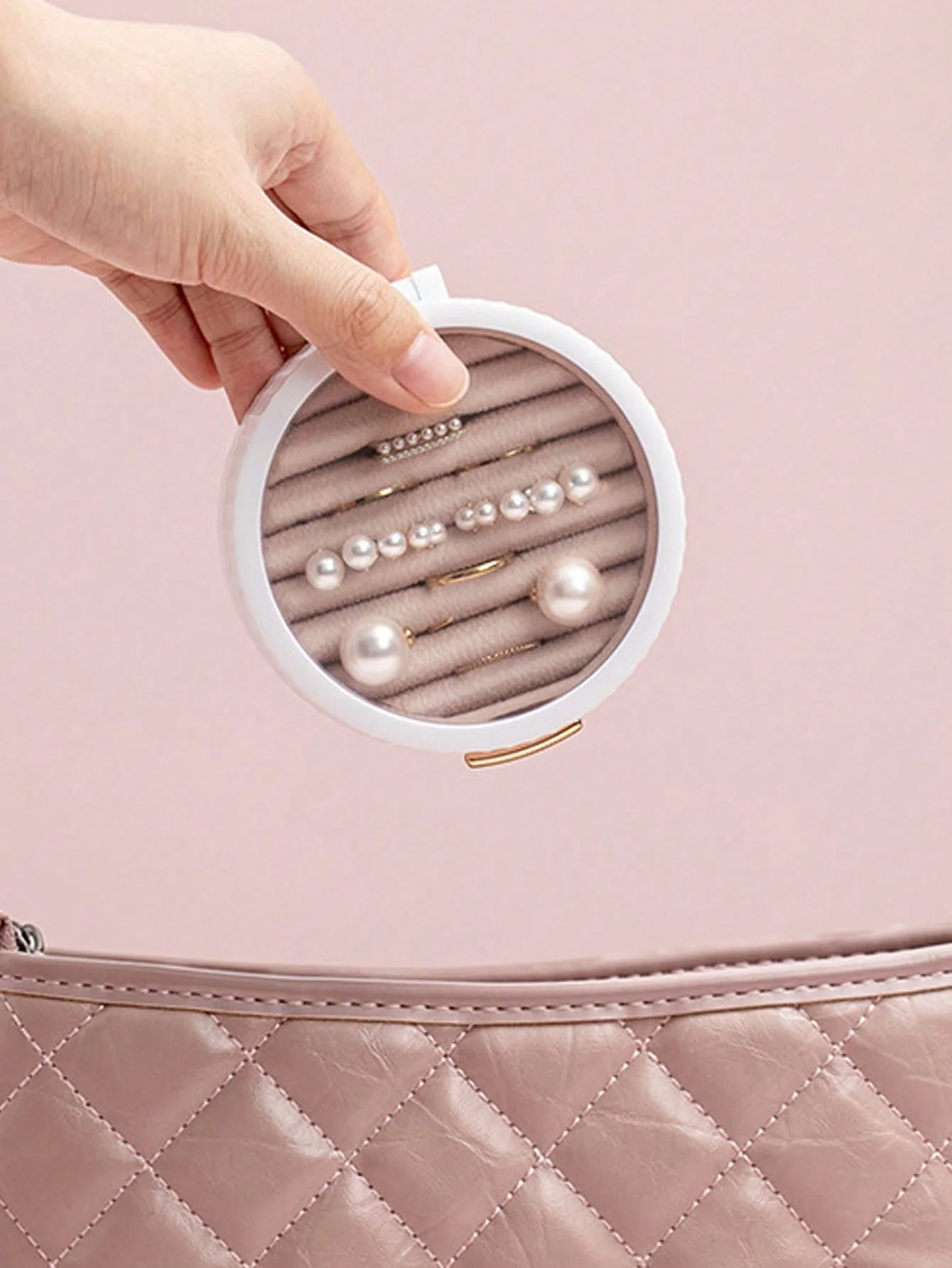 원형 링 보관함, 여행용 보석 상자, 반지 펜던트, 귀걸이, 목걸이, 정리함 보관함, 작은 거치대 상자, 1 개