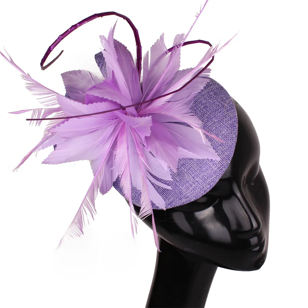 

Floral Beautiful Fascinator Hats Headband Elegant Lavender Wedding Party Occasion Headwear Bridal Show Event Hair Accessories