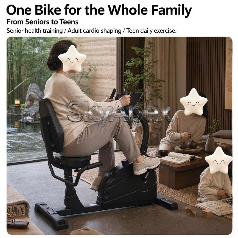 Indoor Recumbent Fitness Cycle Household Trainer for Senior Low Impact Rehabilitation Gentle Aerobic Workout Muscle Maintenance