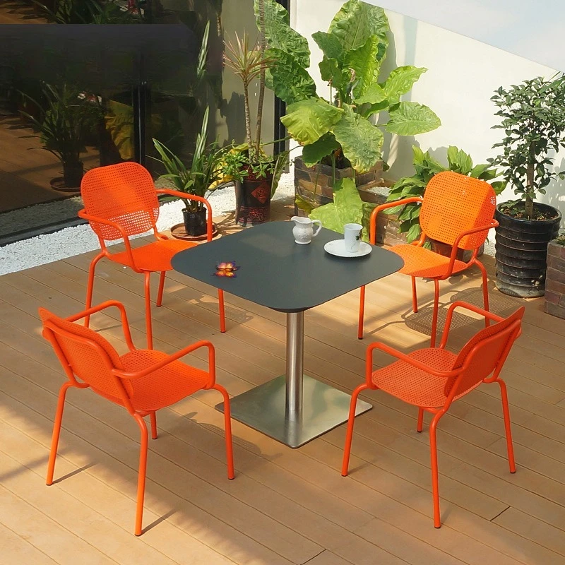 طاولة وكرسي خارجي قابل للتخصيص، فناء فيلا، طاولة طعام داخلية وخارجية، أثاث واقي من الشمس مقاوم للماء