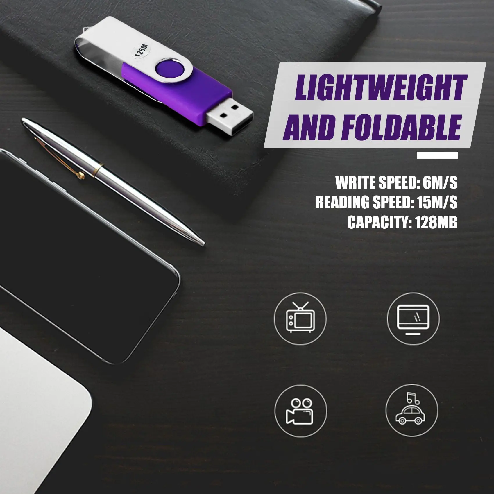 U diskRotating USB 2.0 128MB Flash Drive Memory Stick Armazenamento U Disk