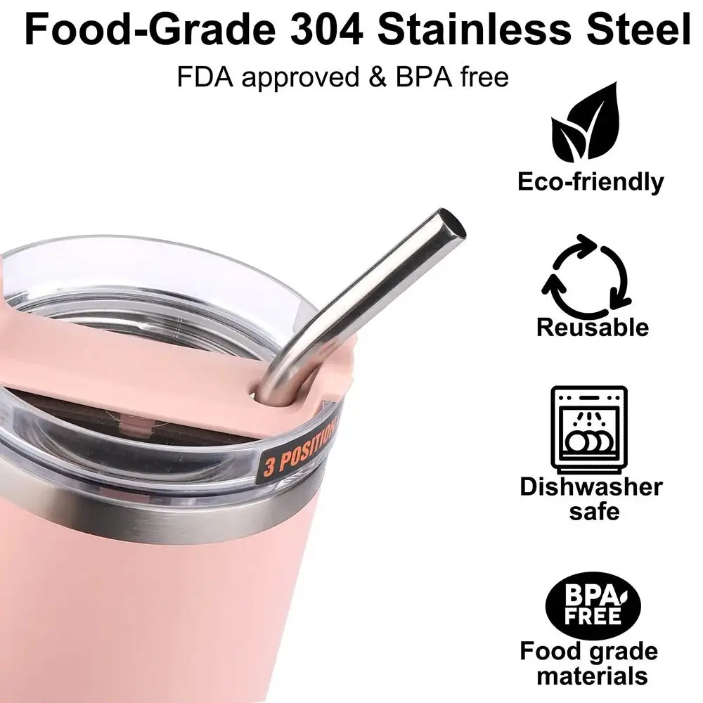 1Pcs Straight Bent Stainless Steel Straws 6mm 8mm Silver Replacement Straw Drinking Reusable for Stanley 30oz 40oz Tyeso Cup