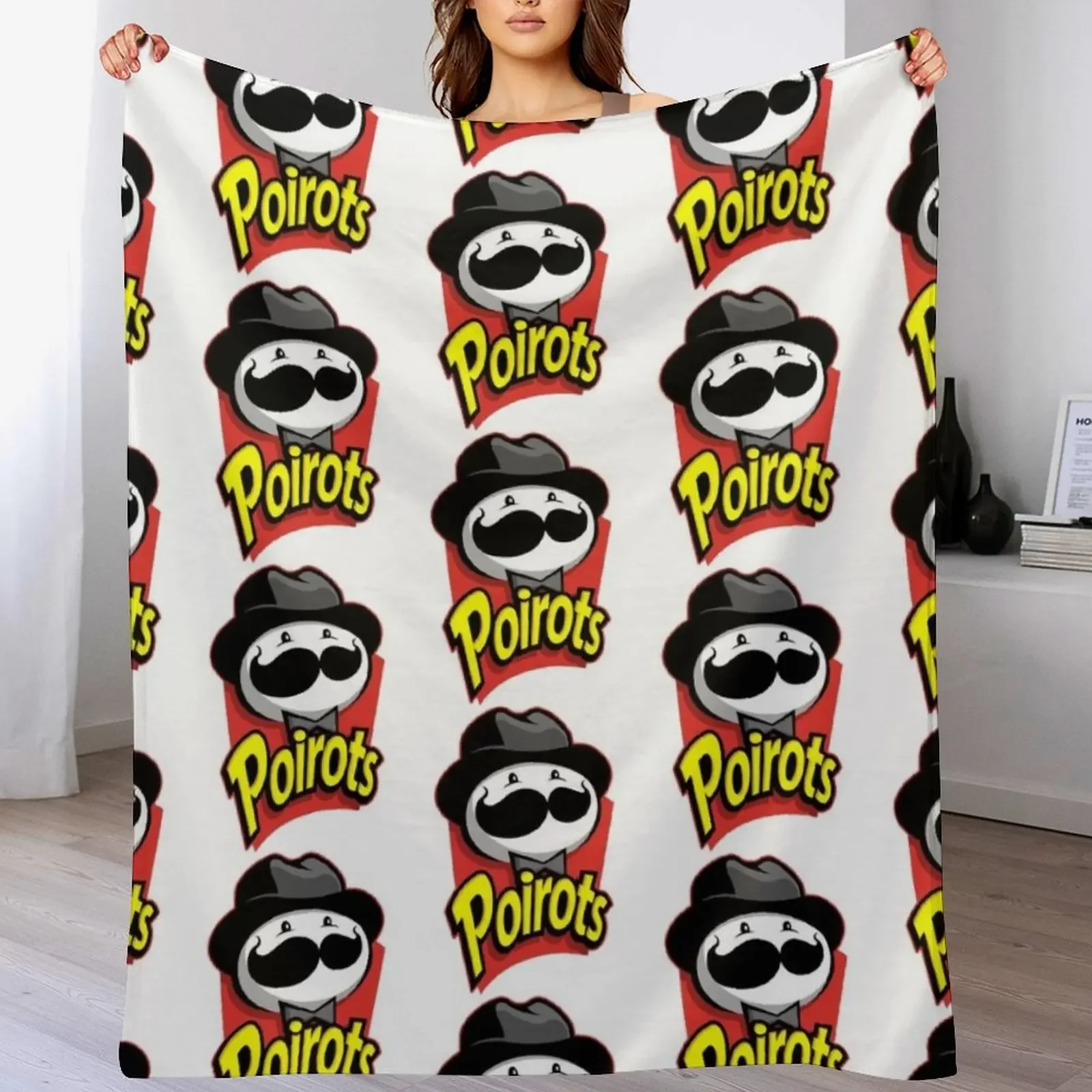 poirots mustache Throw Blanket Weighted Winter beds Extra Large Throw Blankets