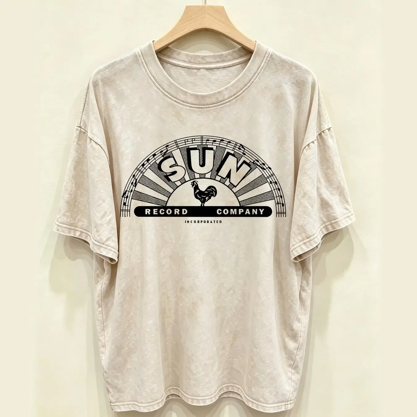 washed T Shirt HOT SALE Best Seller Sun Records Logo vintage Washed Stylish graphic Breathable Slightly Versatile homme Soft