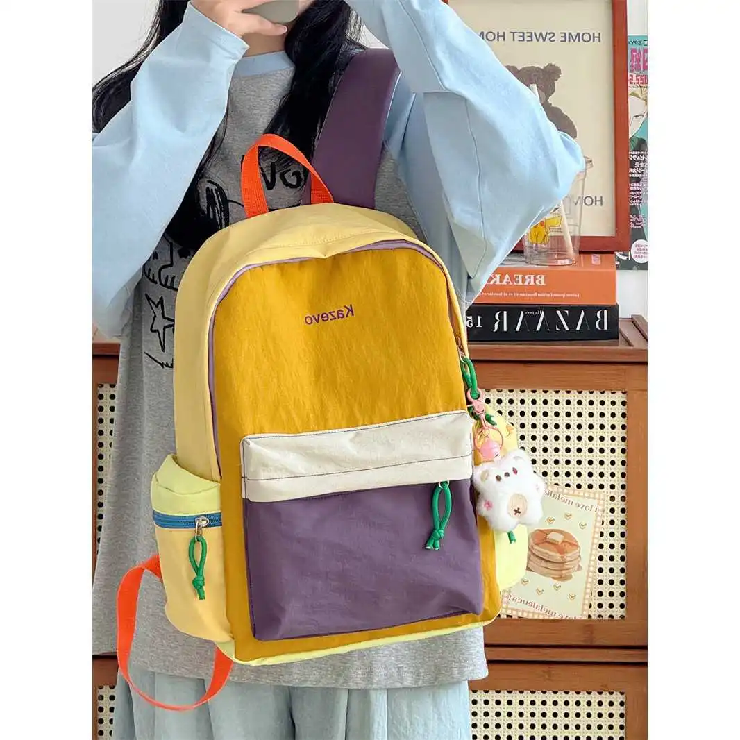 Student Party Backpack Female Dopamine Color Matching High Value School Bag Outdoor Leisure Travel Bag College Small Backpack