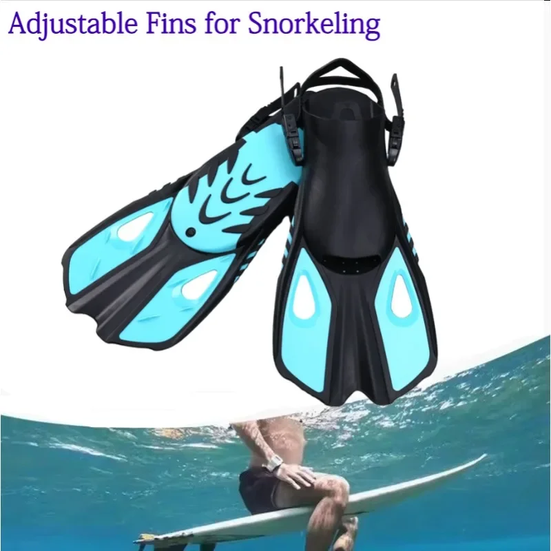 snorkel-fins-swim-flippers-short-diving-frog-shoes-duck-webs-adjustable-silicone-travel-size-open-heel-adult-men-women-youth-kid