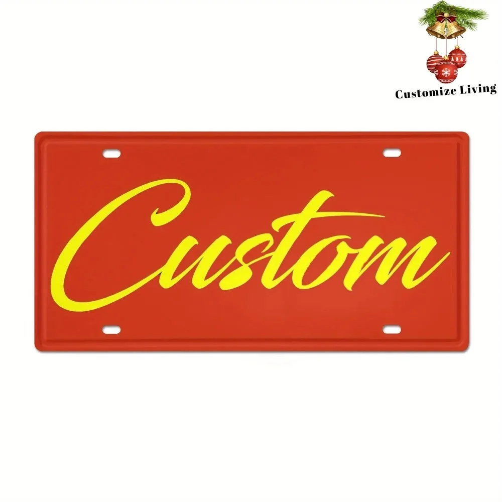 Custom 2D Flat Retro Gas License Plate Aluminum Sign, UV Print Durable Festive Wall Art Home Cafe Garage Decor