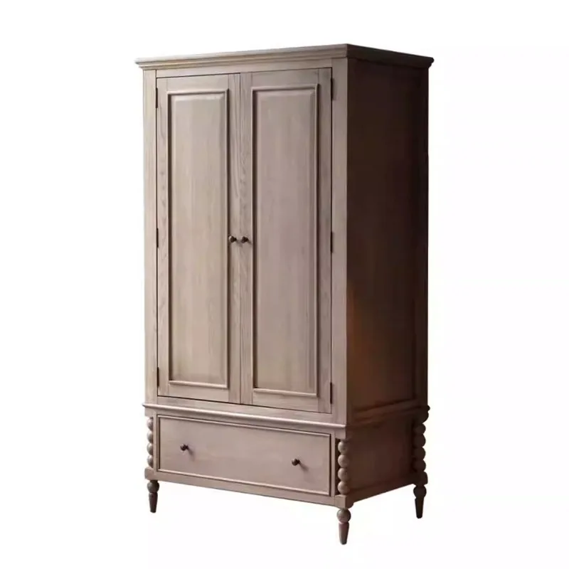 

American retro solid wood wardrobe French antique designer storage