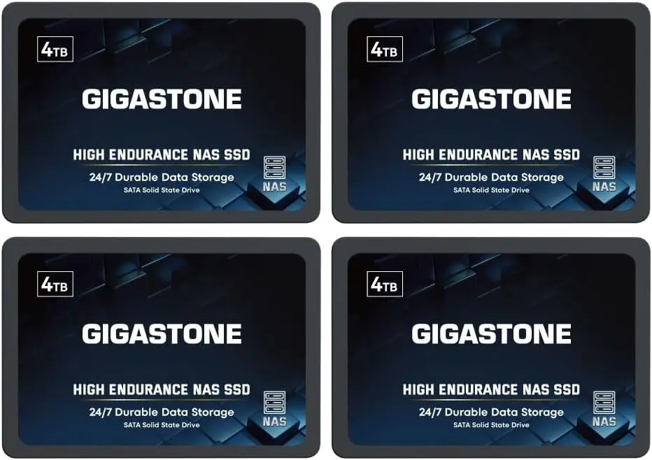 Gigastone High Endurance SSD 4TB (4-Pack) Up to 530MB/s SLC Caching 24/7 Reliable for Gaming/PC/NAS SSD 5-Year Warranty 2.5" SATA Internal Solid State Drives RAID Disk