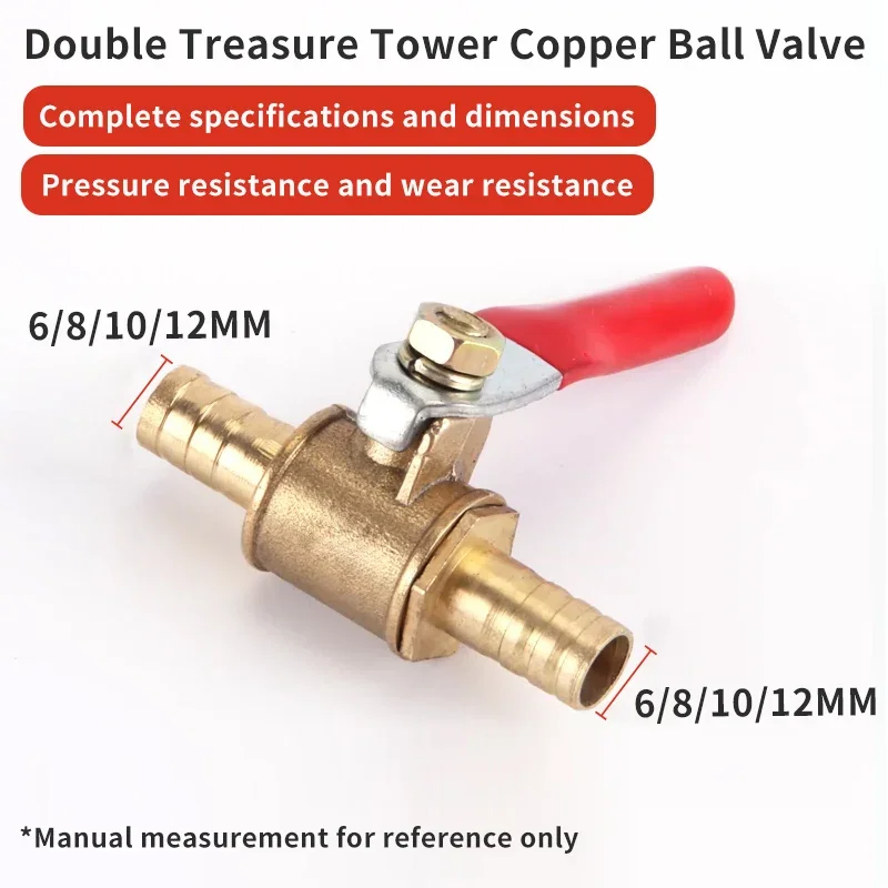 

Red Handle Small Valve 6mm 8mm 10mm 12mm Hose Barb Inline Brass Water Oil Air Gas Fuel Line Shutoff Ball Valve Pipe Fittings