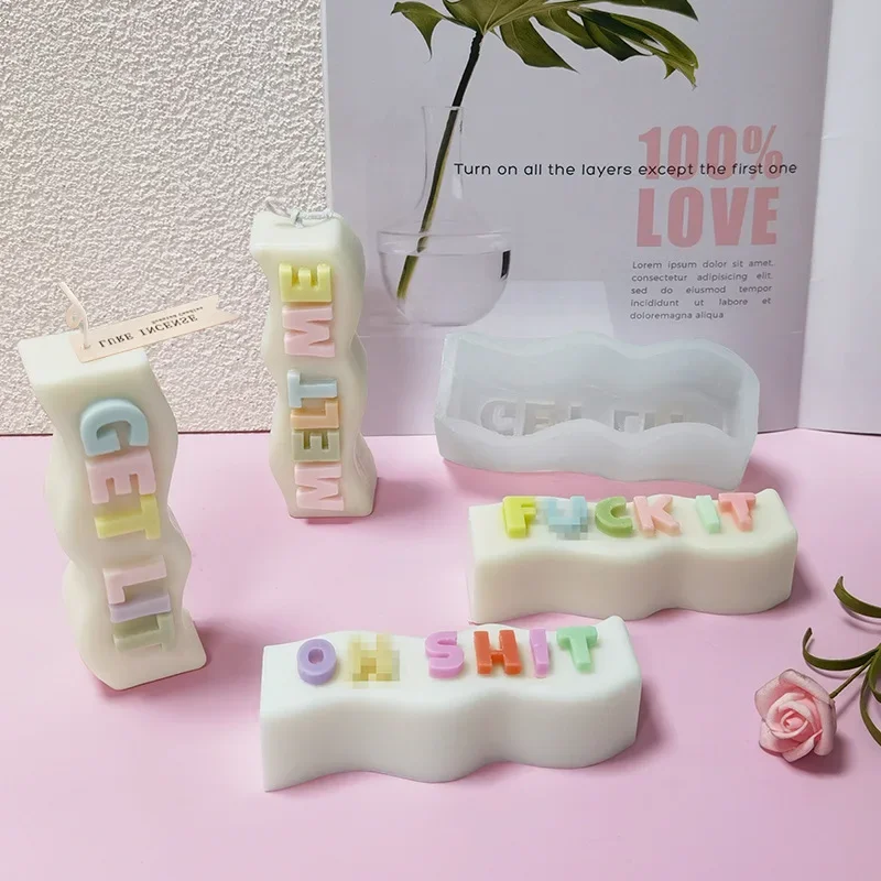 

Wave Alphabet Letter Pillar Silicone Resin Mold Candles Molds, Letter Candle Chocolate Mold for Resin Plaster Carving Making