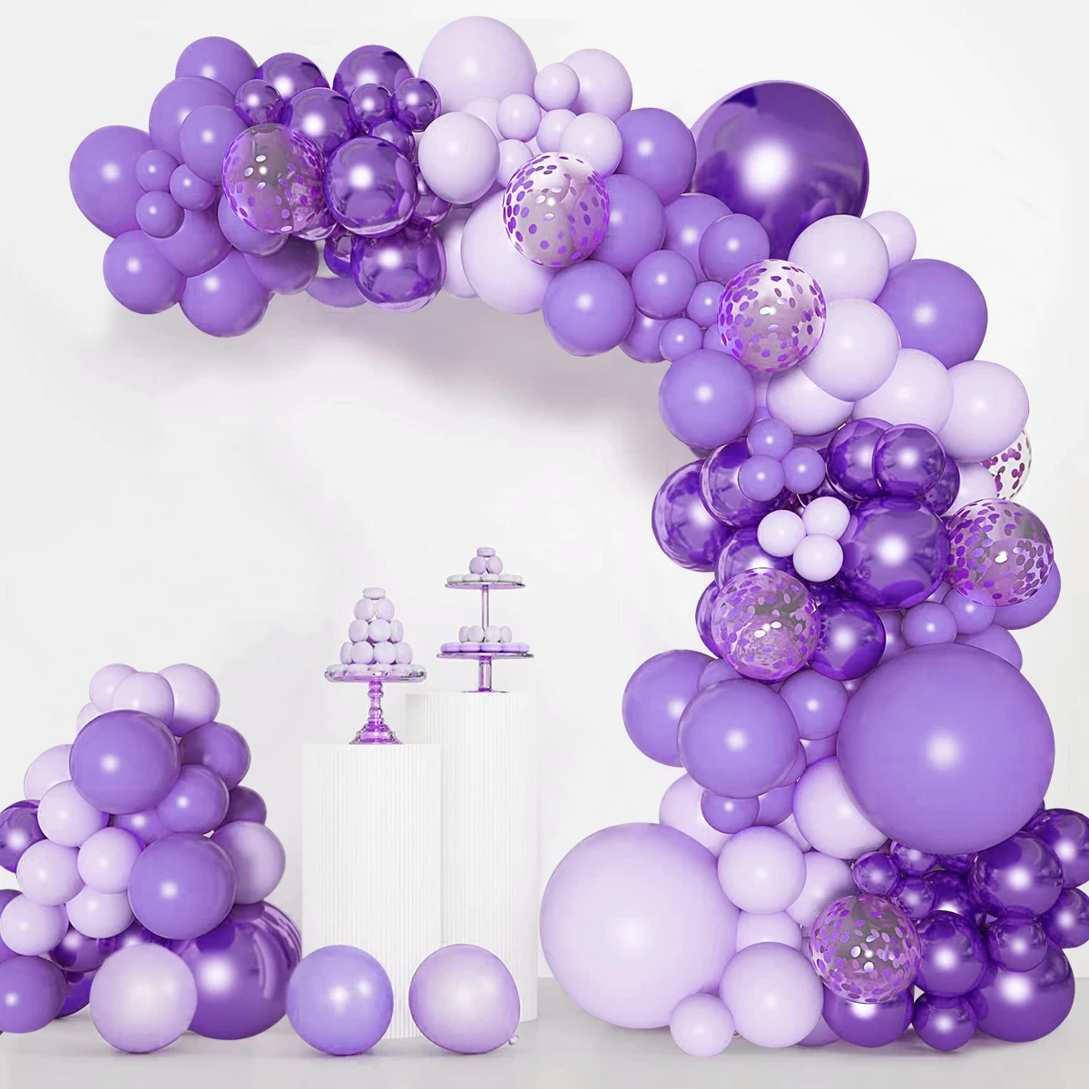 Purple Balloon Garland Arch Kit Wedding Happy Birthday Party Decoration Metallic Sequin Confetti Baloon Baby Shower Globos