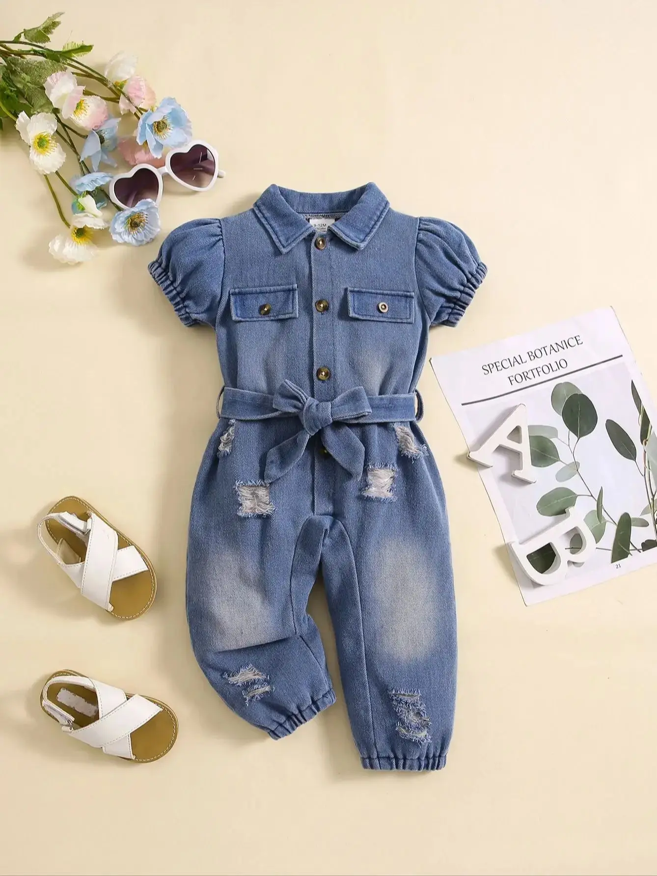 Baby casual imitation denim Onesie