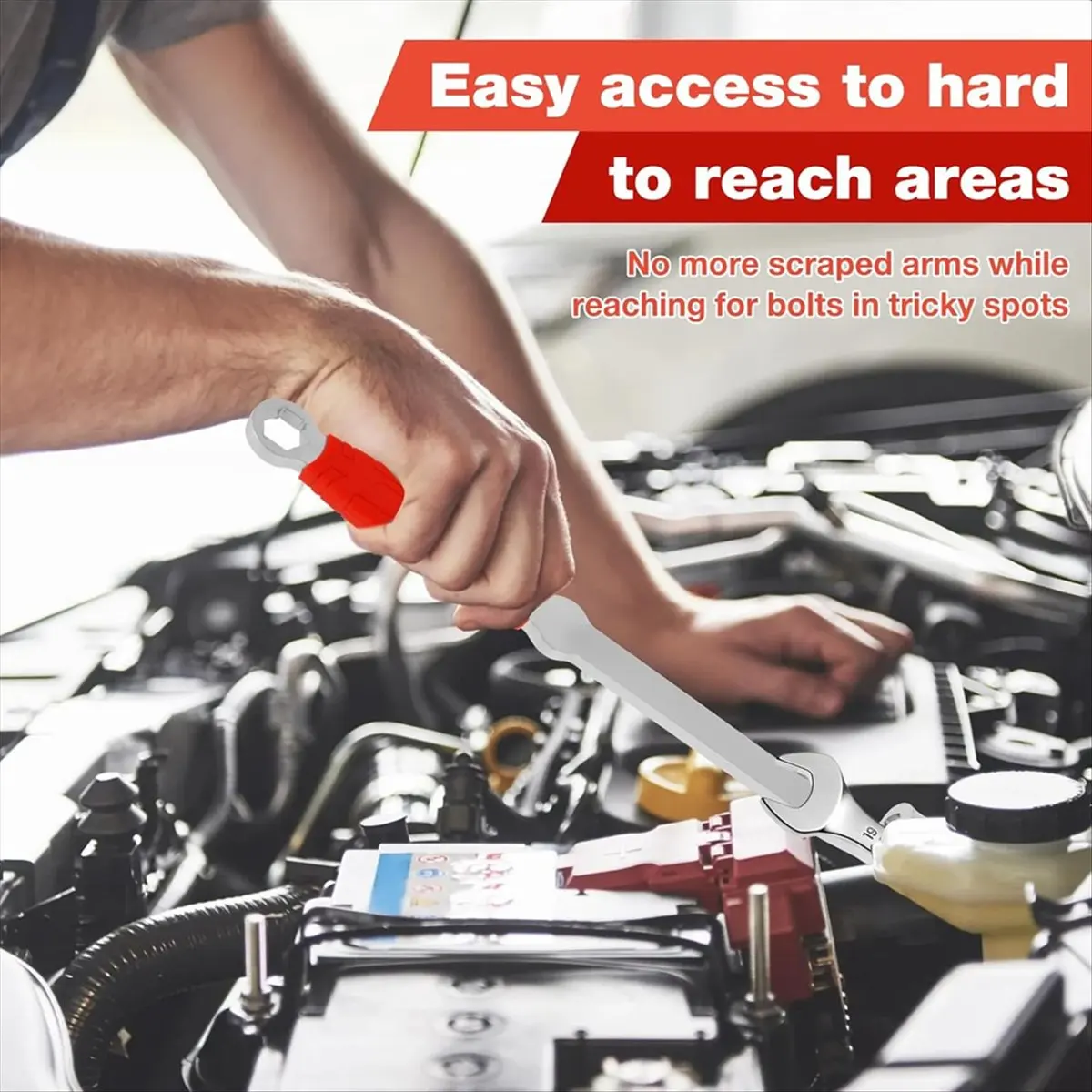 Wrench Extender Tool Bar, 15in Universal Wrench Extension Adapter, 1/2in or 21mm Hex Drive Open Spanner Extender Adaptor