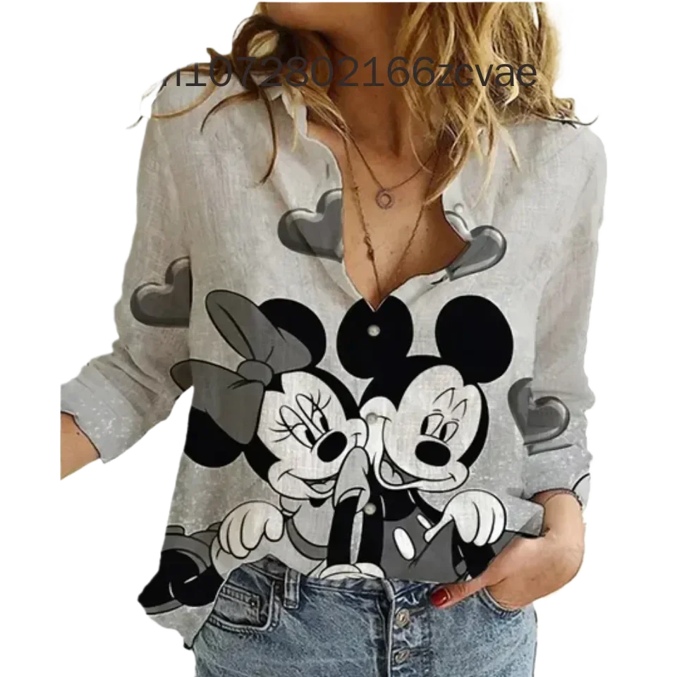 2024 Disney Shirt Women\'S Fashion Disney Graphic Loose Shirt New Fashion Fashion New Women\'S Top Minnie Mouse Temperament Top