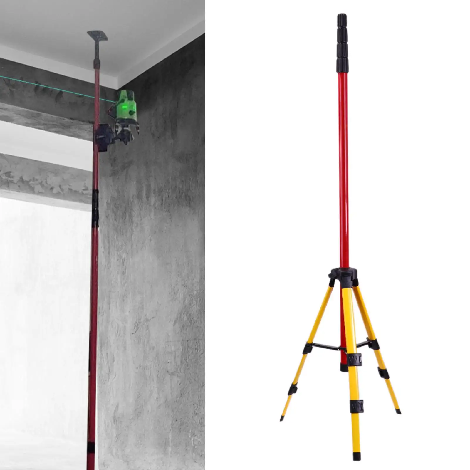 

Level Telescopic Rod with Tripod Practical Portable Telescopic Design Leveling Wall Bracket Stand for Home Professional Indoor