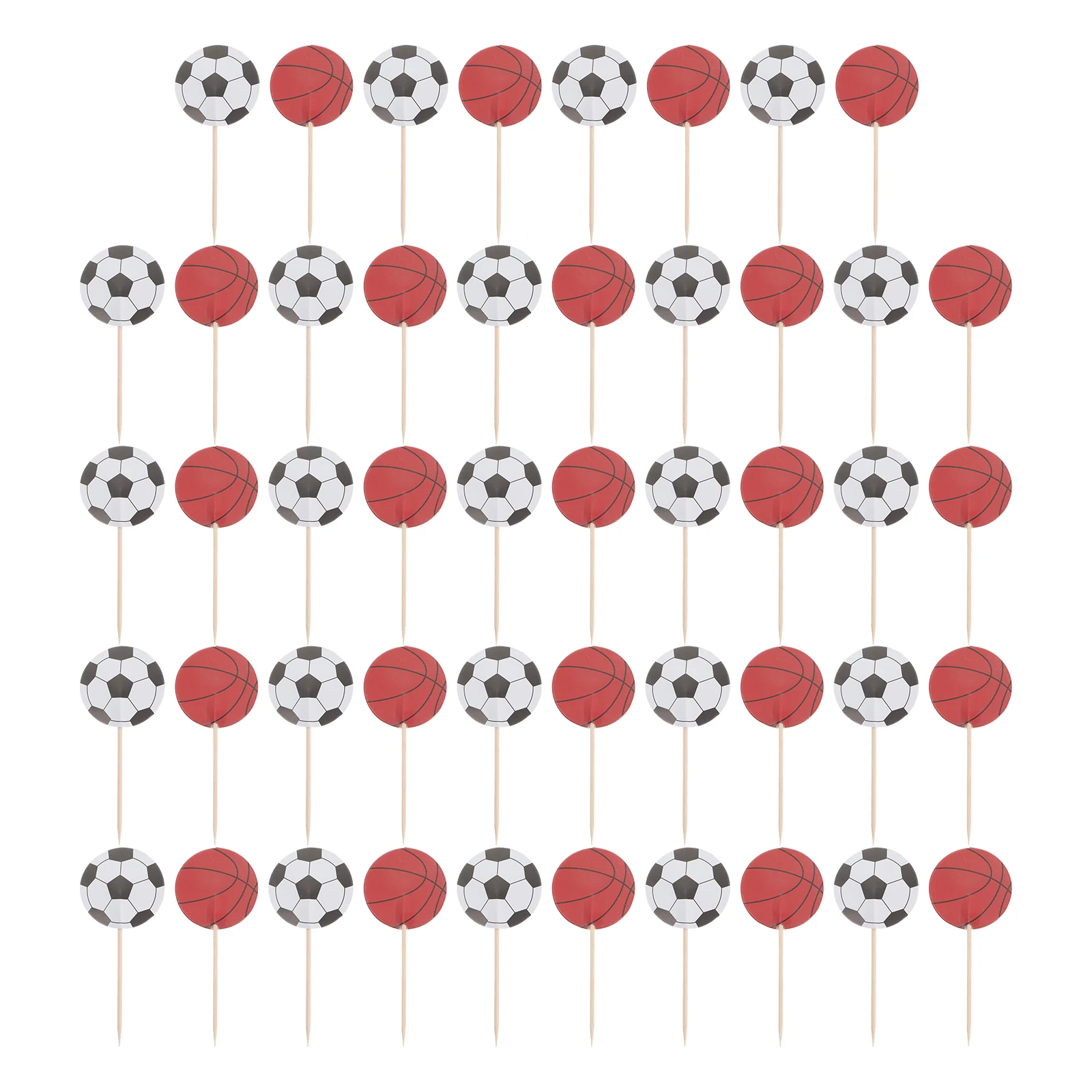 

48 Pcs Sports Cupcake Toppers Soccer Basketball Decor Party Supplies for Boys Cake Ice Cream Dessert Centerpieces
