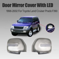 Door Mirror Cover With LED 1998 1999 2000 2001 2002 For Toyota Land Cruiser Prado FJ90  Car Accessories Chrome Silver Stickers