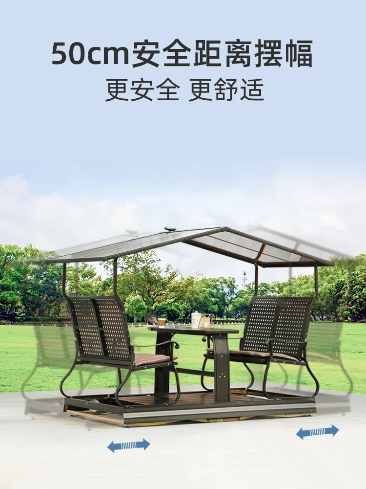 Swing Outdoor Courtyard Garden Villa Leisure Outdoor Swinging Chair Iron Art Solar Outdoor Four Person Power Rocking Chair