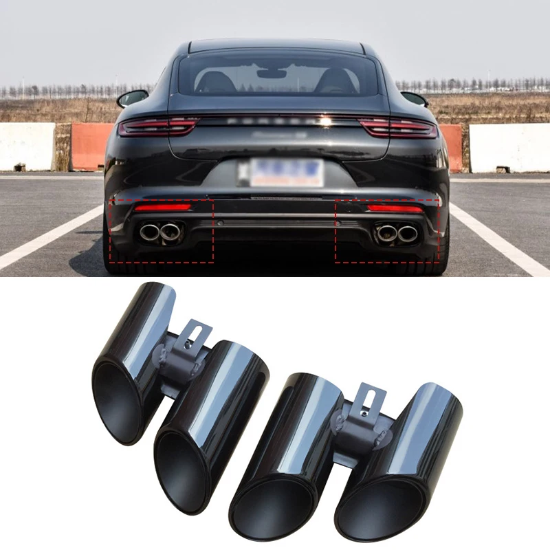 ROLFES Stainless Steel Quad Exhaust Tip For Porsche Cayenne Panamera 2017-2019 Muffler Tip Tailpipe Exhaust System Nozzle Tips