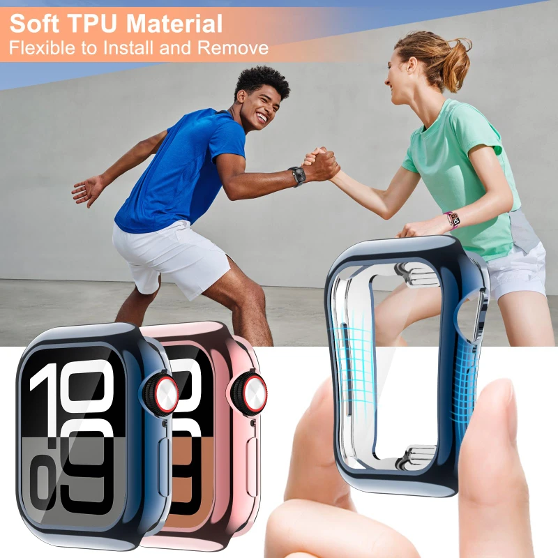 حافظة من البولي يوريثان لساعة أبل 10 11 46 مللي متر 42 مللي متر غطاء واقي للشاشة لسلسلة Iwatch 9 8 7 6 5 45 مللي متر 41 40 44 مللي متر ممتص للصدمات مضاد للخدش #6