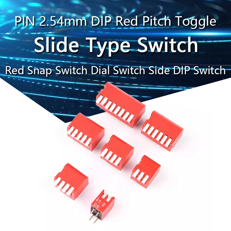 5PCS Slide Type Switch Module 2 3 4 5 6 7 8 9 PIN 2.54mm DIP Red Pitch Toggle Switch Red Snap Switch Dial Switch Side DIP Switch