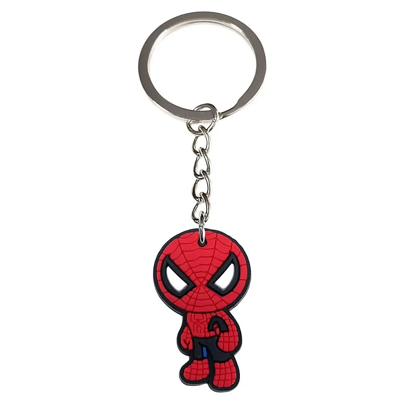 New SpiderMan Keychain Silicone Funny Keyring Bag Pendant Couple Car Keyholder Creative Bag Charm Accessories Gift