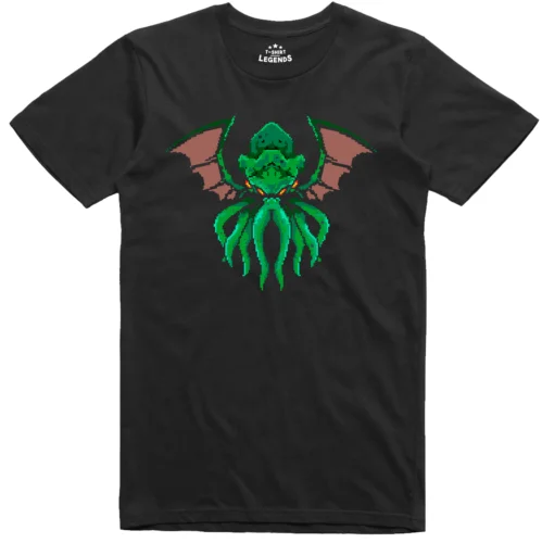 Cthulhu Mens T Shirt Winged Pixel Art RPG Gamer Regular Fit Cotton Tee