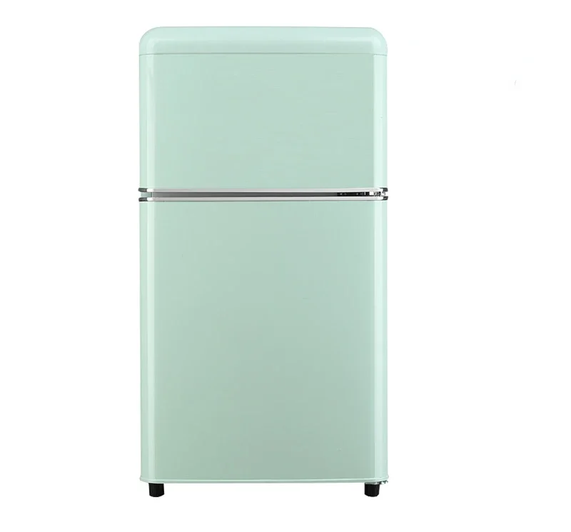 BCD-81JR Retro Mini Refrigerator With Two Doors Small Mini Refrigerator Office Apartment Freeze Storage Refrigerator