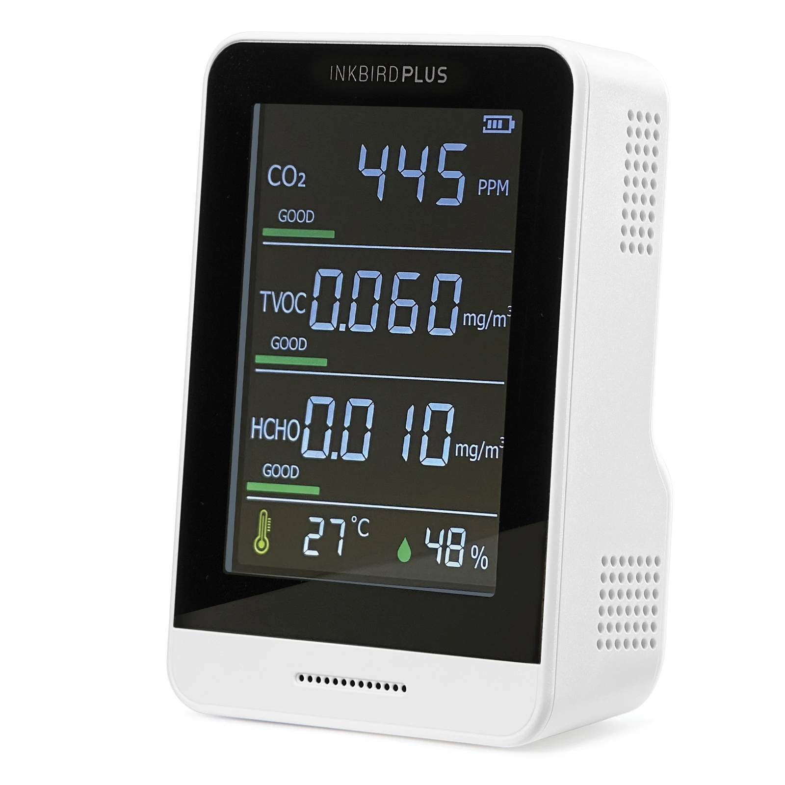 INKBIRD Plus Monitor jakości powietrza AK3 wewnętrzny miernik CO2 dokładny Tester temperatury i wilgotności względnej formaldehydu (HCHO)