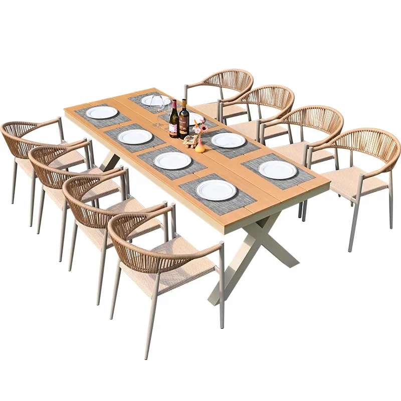 

Outdoor tables and chairs courtyard villa garden open-air balcony waterproof and sun protection Internet celebrity outdoor leisu