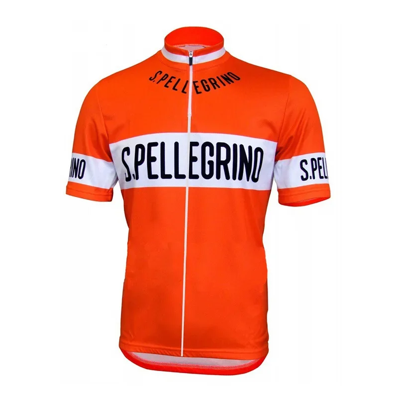 LASER CUT S.PELLEGRINO TEAM Retro Classic Cycling Jersey Short Sleeve Bicycle Clothing With Bib Shorts Ropa Ciclismo