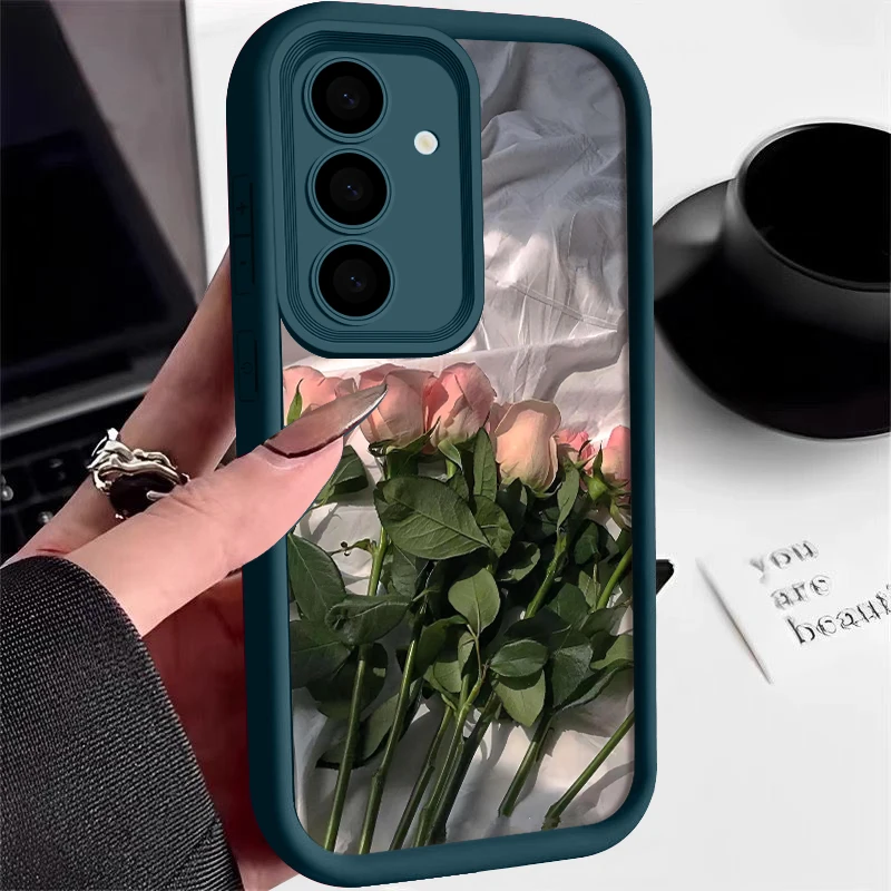 Rose ดอกไม้ซิลิโคนสําหรับ Samsung Galaxy S25 Edge S24 S23 Ultra S22 Plus A56 A36 A26 A16 A55 A15 a54 S24 s21 s23 FE ฝาครอบ