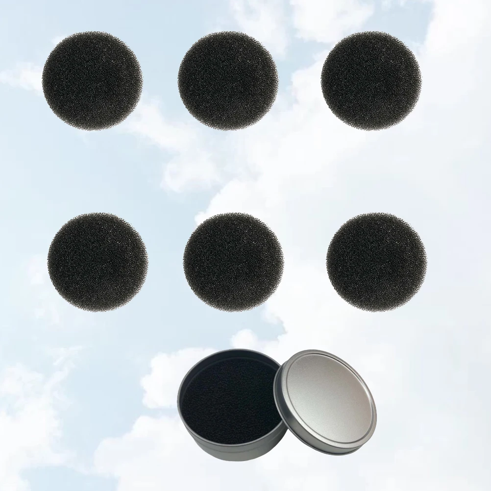 7 pezzi di spugna per pulizia pennelli per trucco, scatola per pulizia a secco, strumento di pulizia da viaggio compatto in cotone di ricambio per la rimozione dell'ombra in polvere