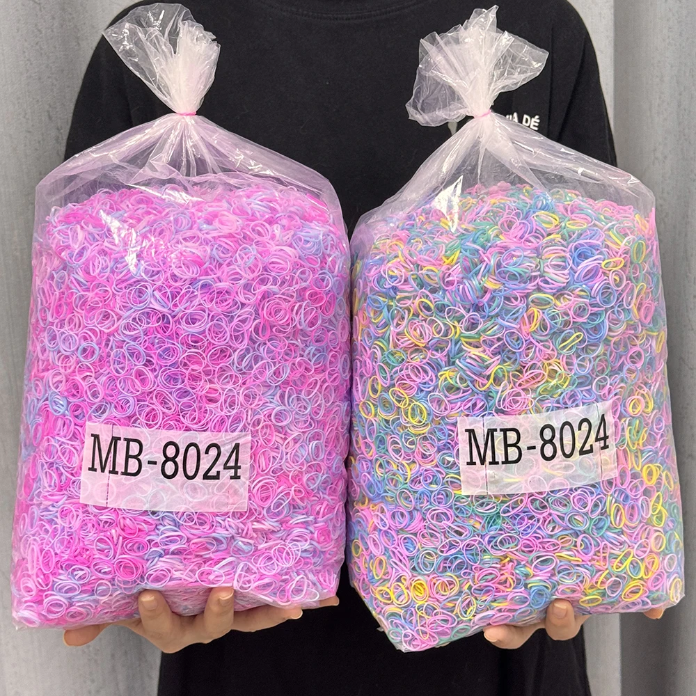 500/1000/2000pcs elastische Einweg-Haar gummis Gummiband für Kinder bunte Haar bänder Pferdes chwanz halter Band Mädchen Haarschmuck