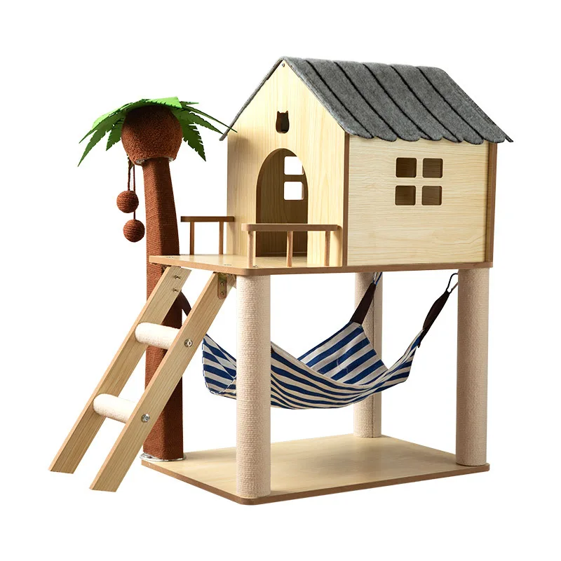 Árbol rascador para gatos de sisal con hamaca, cama y juguete escalada - imagen 4