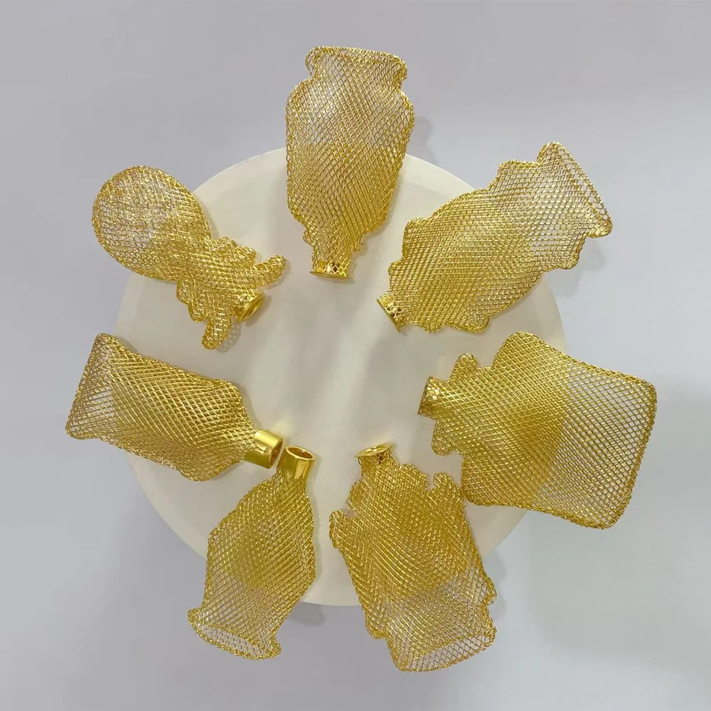 6pcs Golden Mesh Lamp Shade String Light Cover Multi-shape Bottle Lamp Sleeve Holiday Ambient Light Accessory Party Decoration
