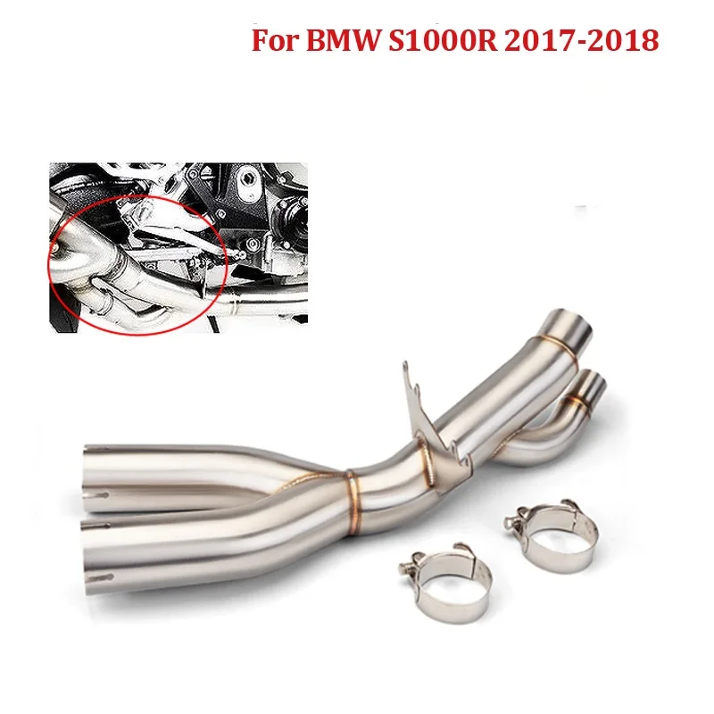 

Motorcycle Exhaust Escape System Modify Racing Stainless Steel Double Outlet Middle Link Pipe For BMW S1000RR S1000R 2017 2018