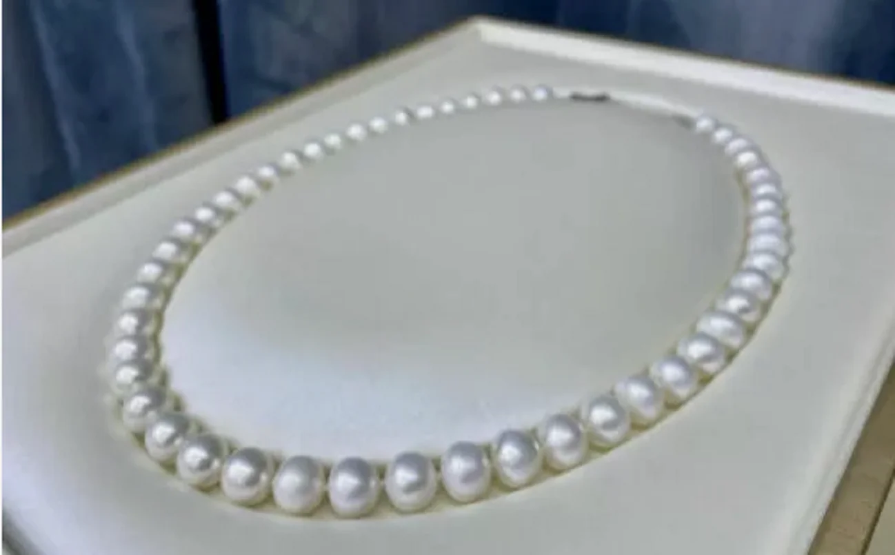 classic AAAA 10-11mm south sea Round white pearl necklace 17 inch 925s