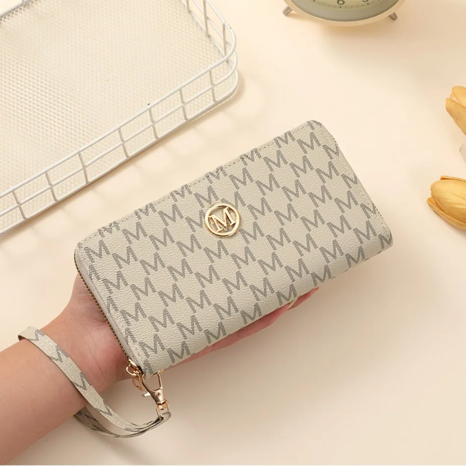 Neue Reißverschluss-Langbrieftaschen für Damen und Herren, Münzgeldbörsen mit Mehrfach-Kartenfächern, Kartenhalter, Handtaschen, Geldbörsen mit Handschlaufe, Clutch-Geldbeutel – Detail 3