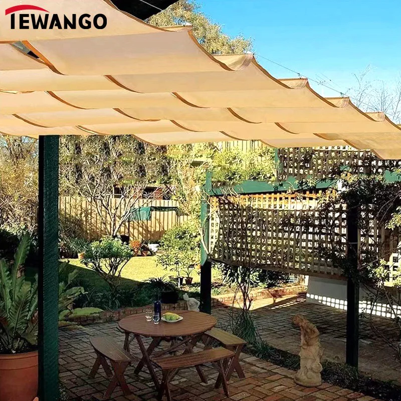 Filet Pare-Soleil Télescopique Ondulé en HDPE, 180 101 Beige, pour Pavillon de Cour, Pergolas, Salle de Soleil, Modifications, Grille d'Ombrage, Terrasse