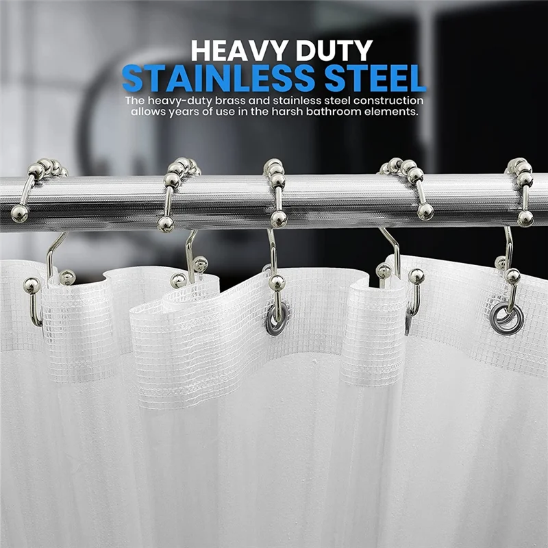 

Кольцо-крючок для занавески для душа A45I, нержавеющий металлический двухрулонный раздвижной крючок для душа, для занавески для душа, набор из 12 никеля