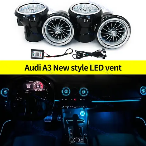 256 färger LED-luftventiler för Audi A3 S3 RS3 8V 8Y 8P 2004-2020 Bilinstrumentbräda Omgivningsljus Luftkonditioneringsutlopp Munstycke Ombyggnad 10 best sales 8v - №9